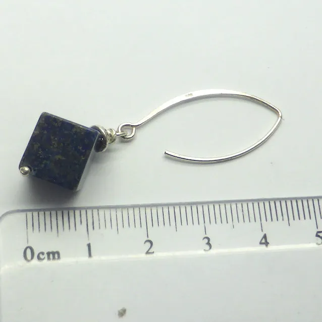 Lapis Earrings, 10 mm Cubes, 925 Silver, nx