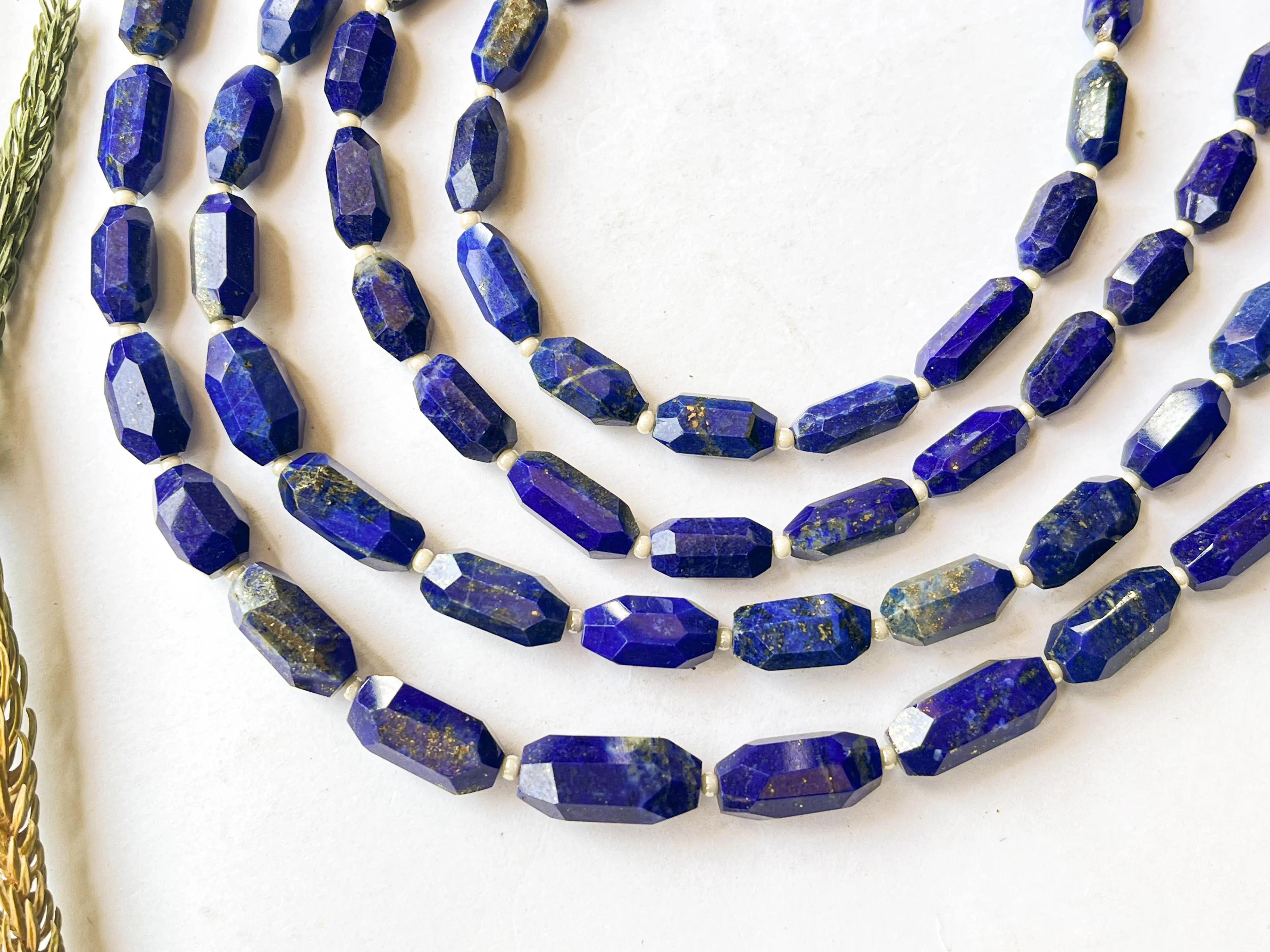 Lapis Lazuli Beads Uneven Faceted Tumble Shape
