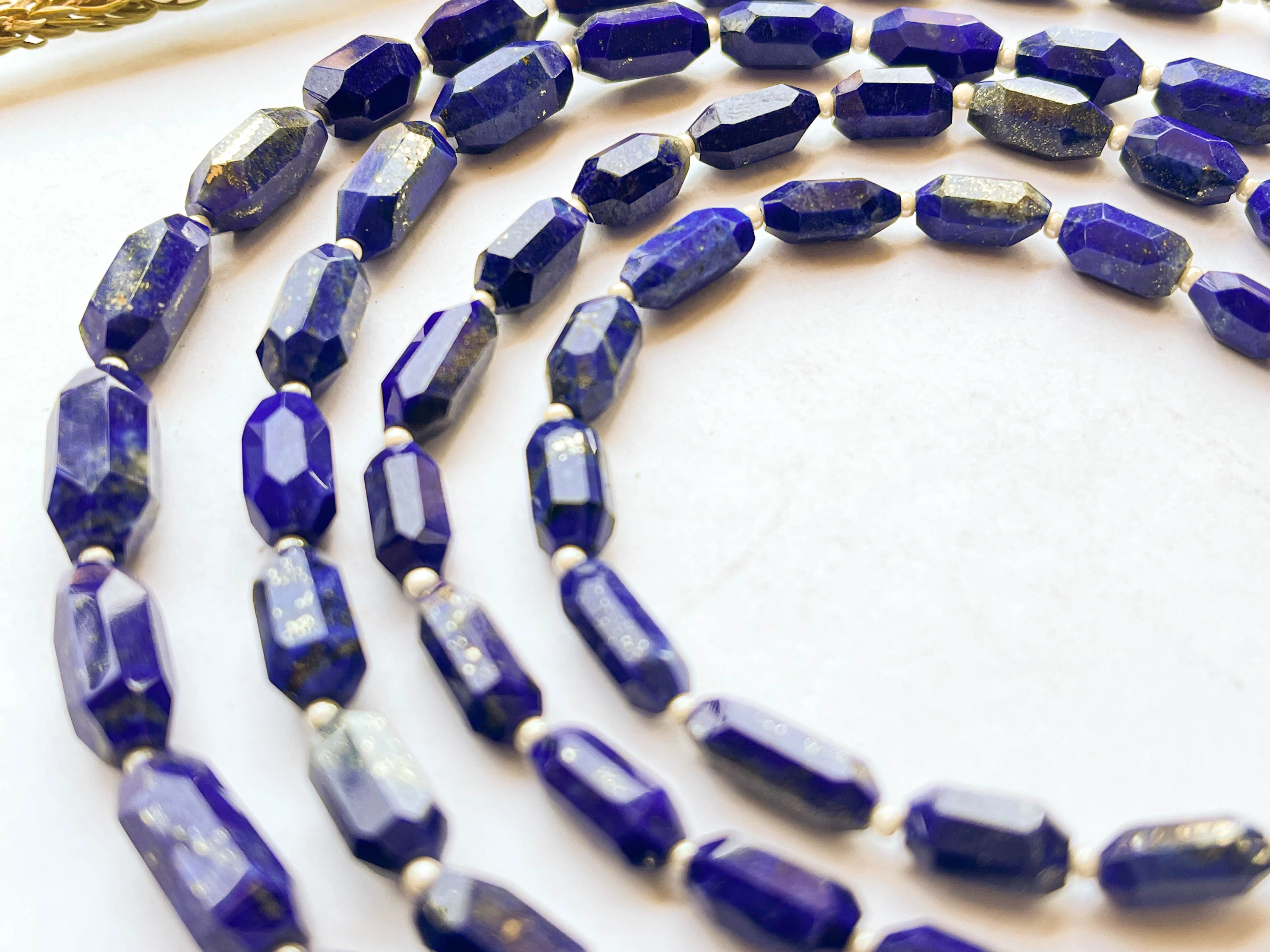 Lapis Lazuli Beads Uneven Faceted Tumble Shape