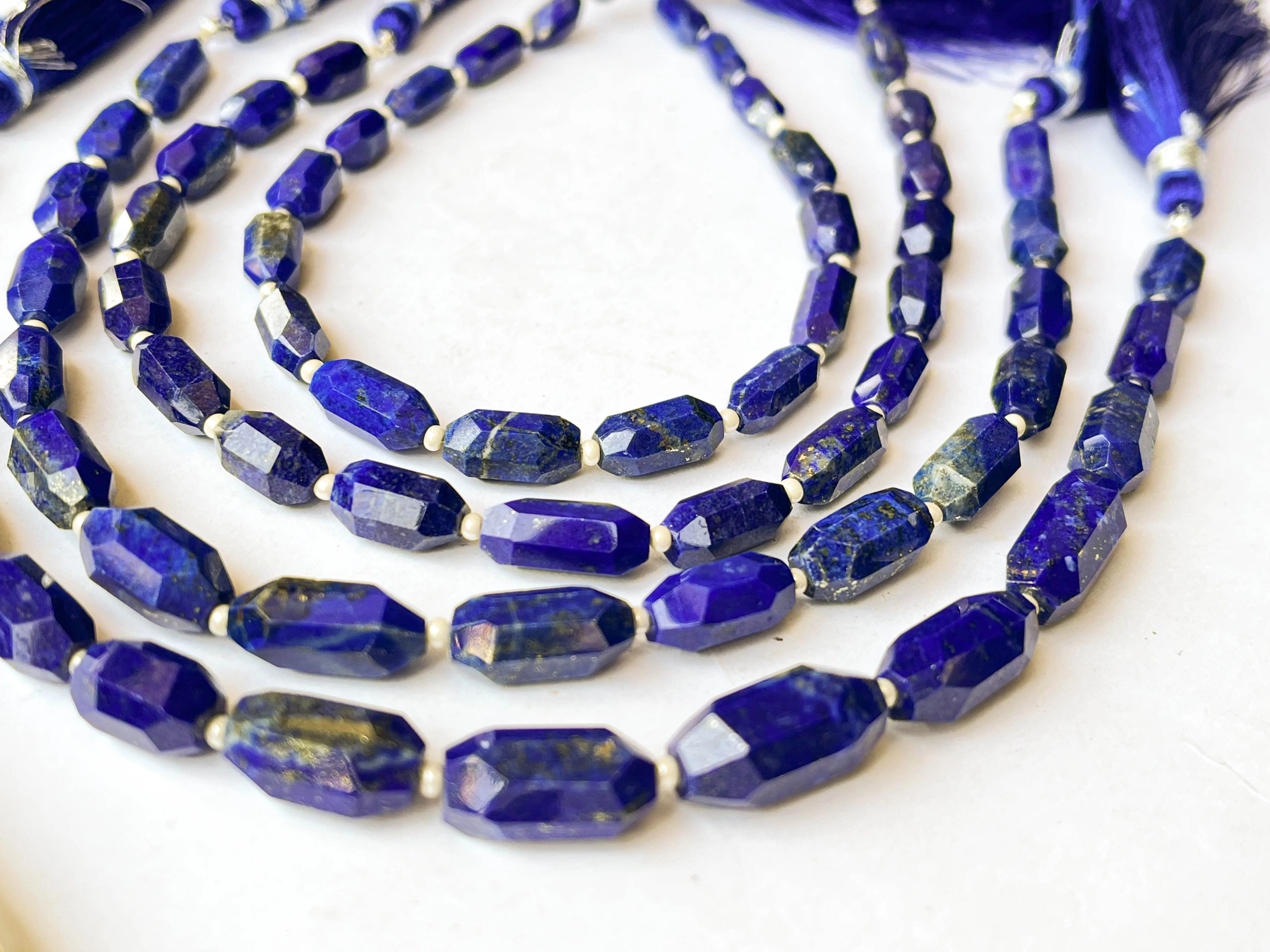 Lapis Lazuli Beads Uneven Faceted Tumble Shape