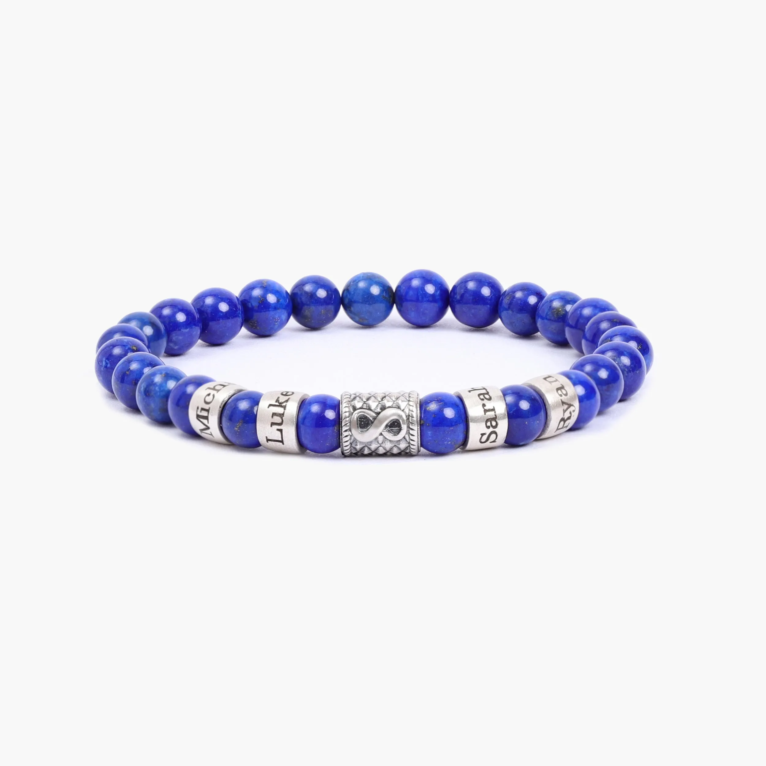 Lapis Lazuli Bracelet with Custom Names and Infinity