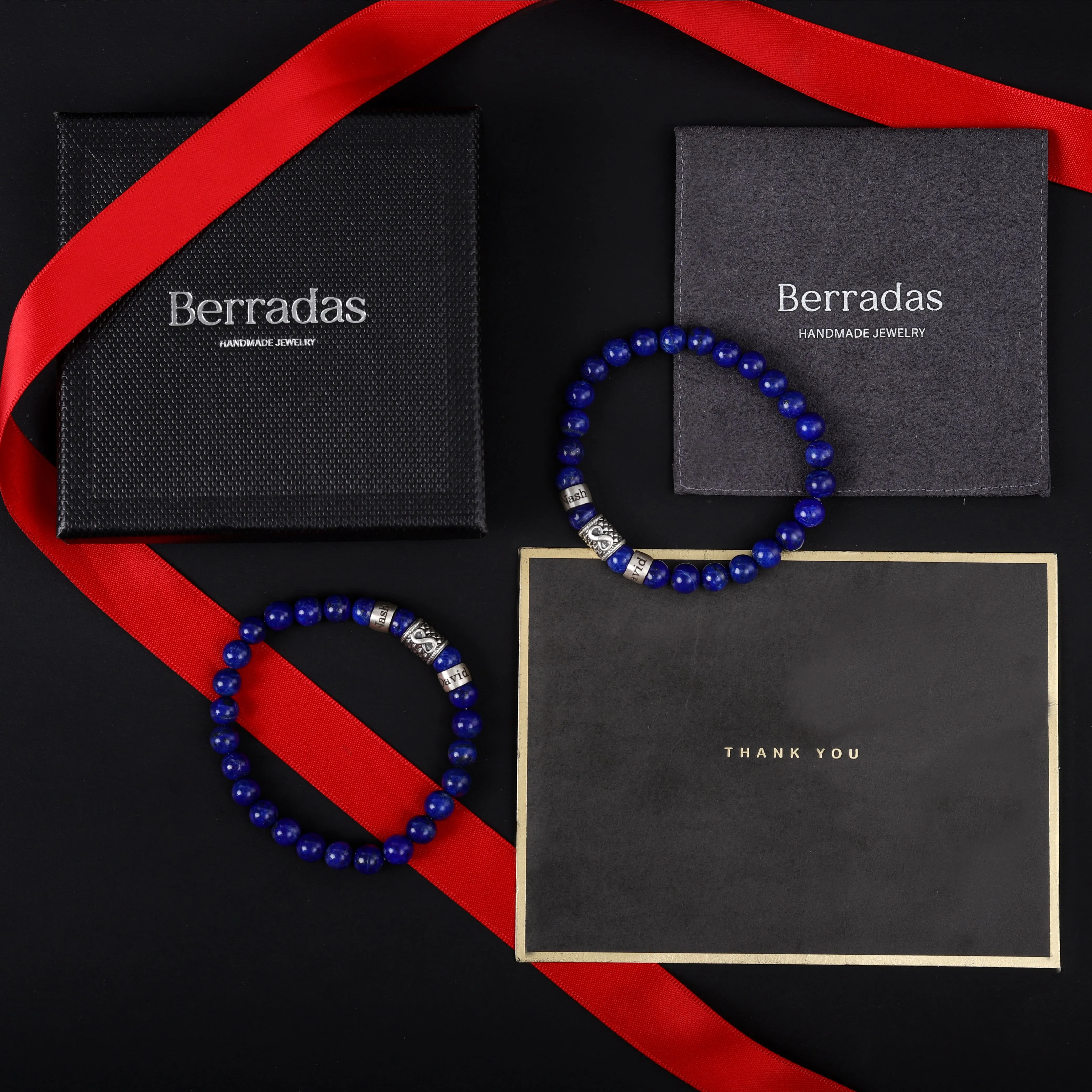 Lapis Lazuli Bracelet with Custom Names and Infinity