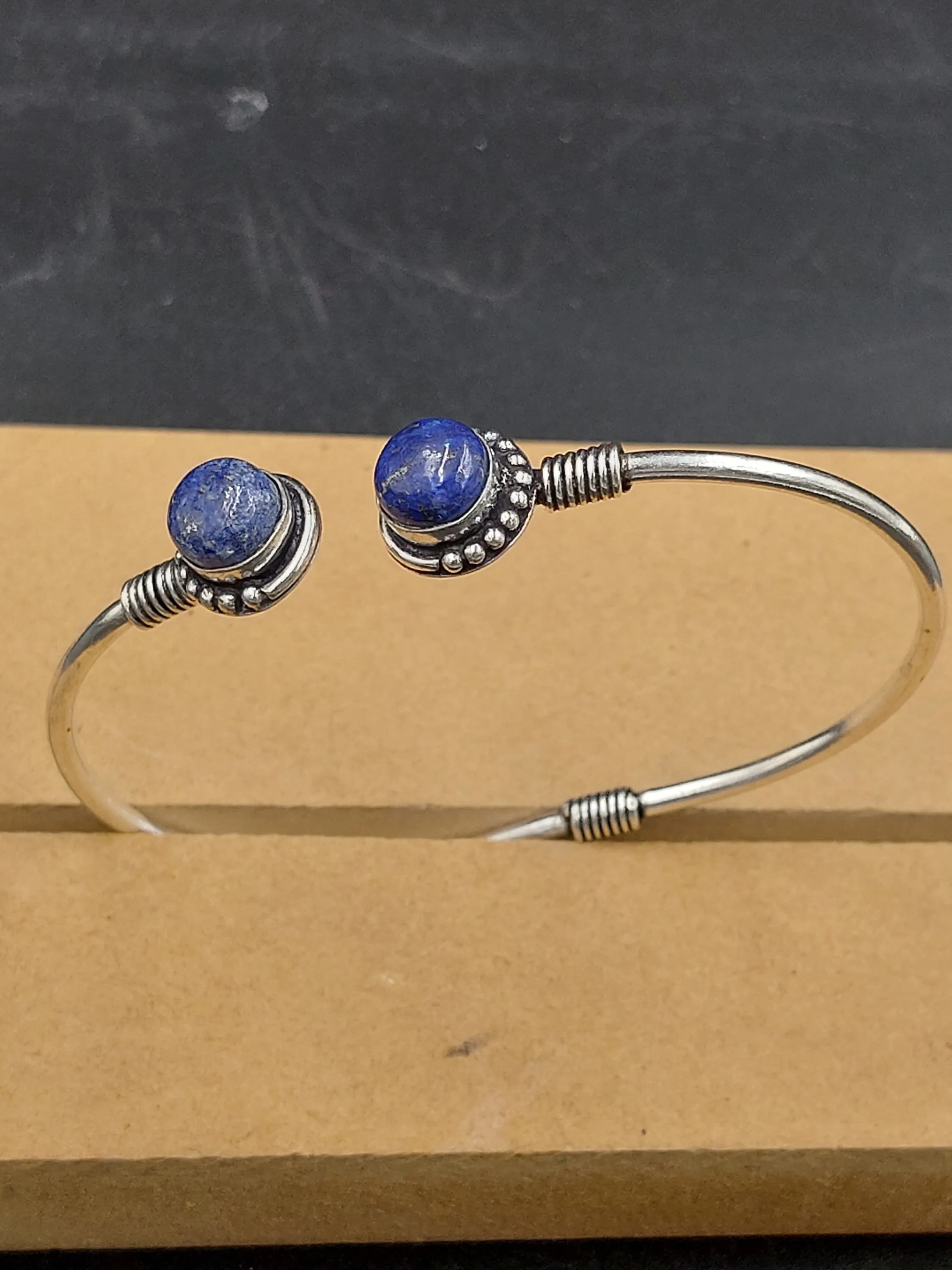 Lapis Lazuli Crystal Bracelet Silver Plated
