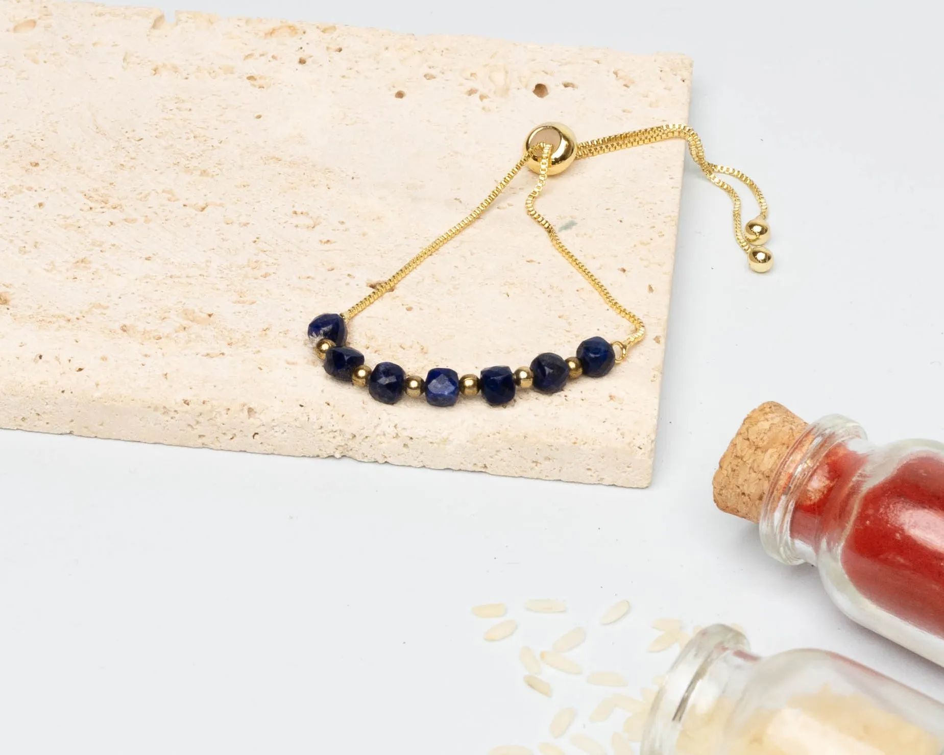 Lapis Lazuli Faceted With Golden Chain