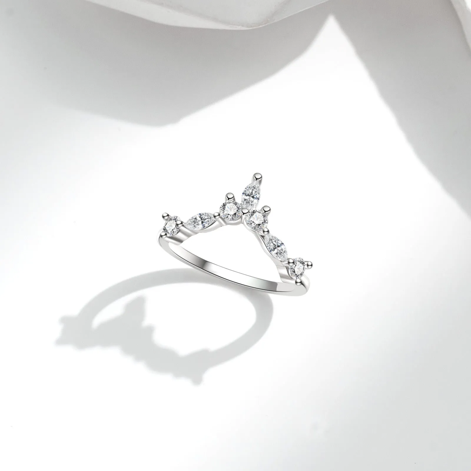 Marquise Round Chevron Wedding Eternity Band