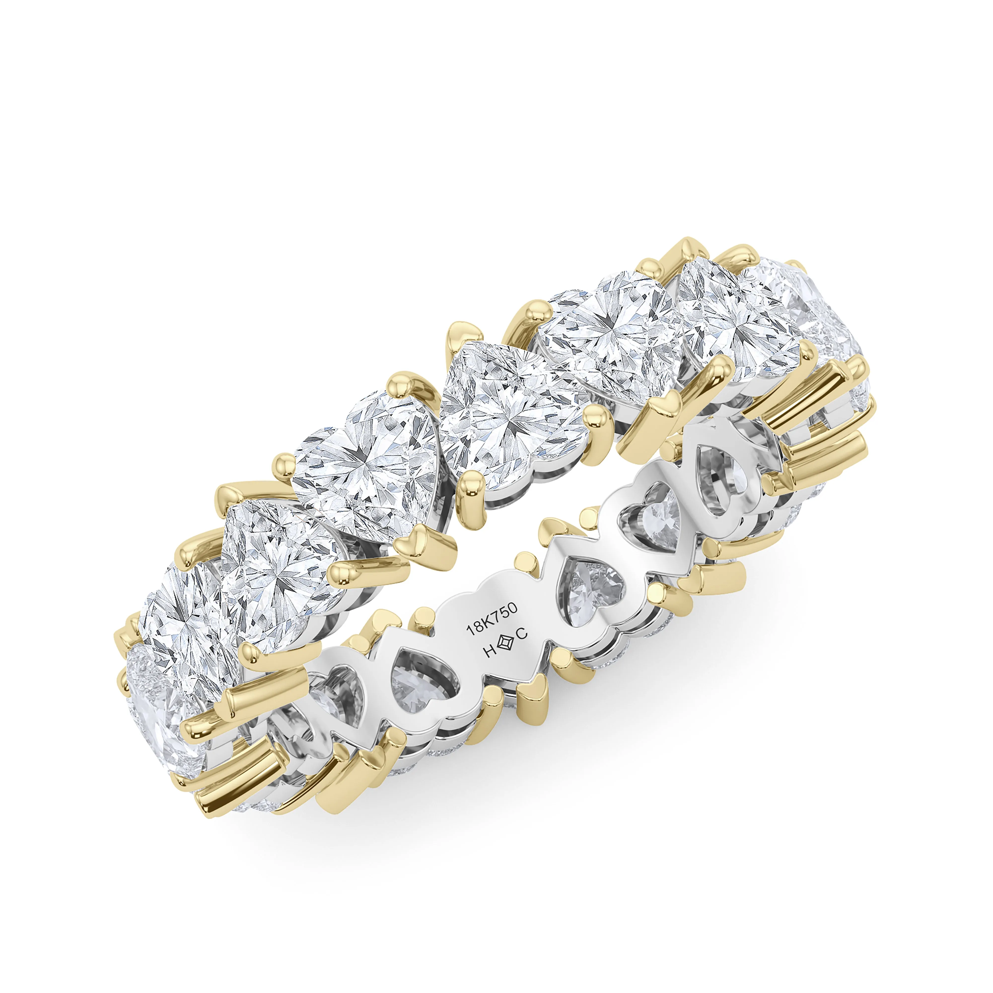 Mixed Metal Heart Shape Eternity Band