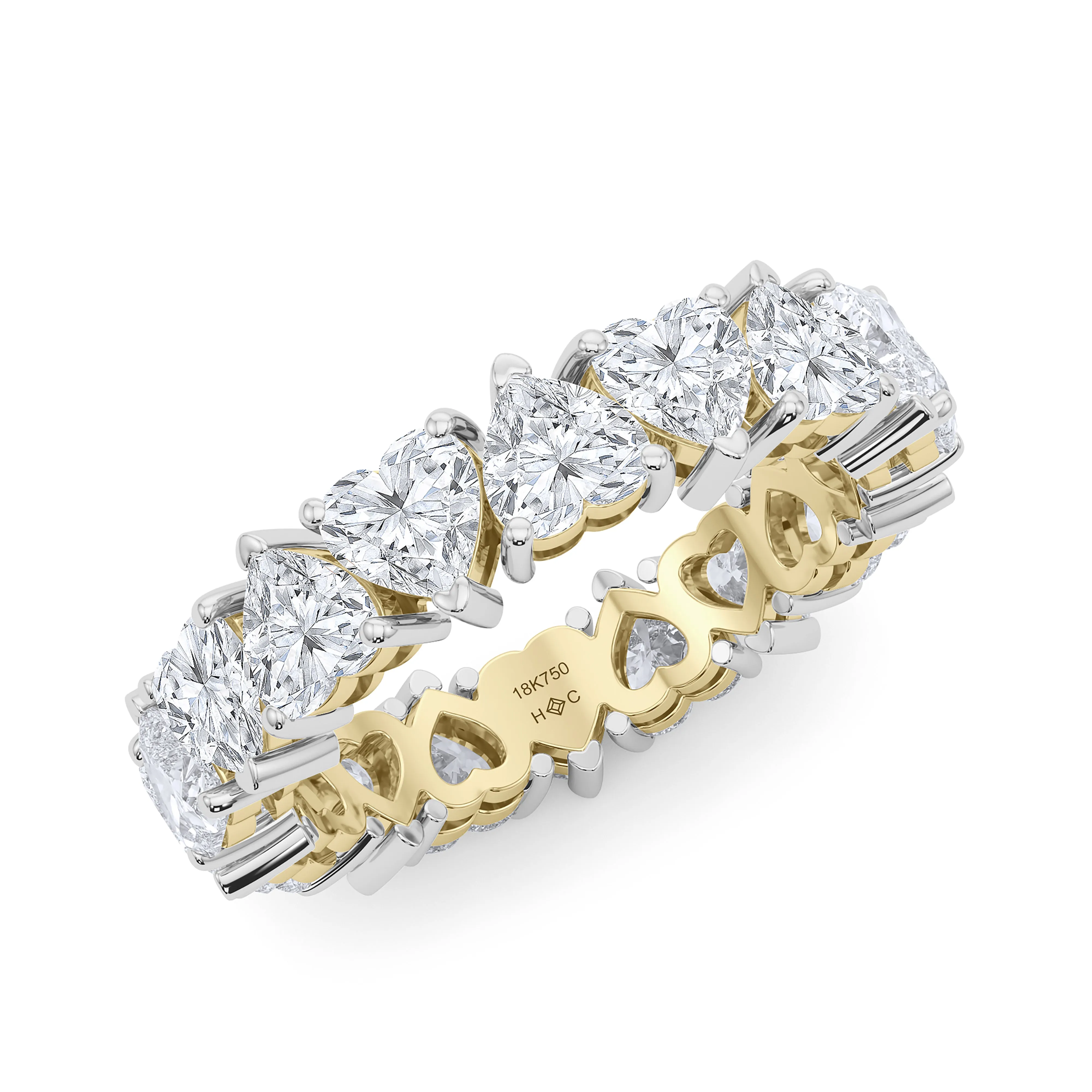 Mixed Metal Heart Shape Eternity Band