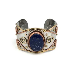 Mixed Metal Lapis Lazuli Stone Bracelet