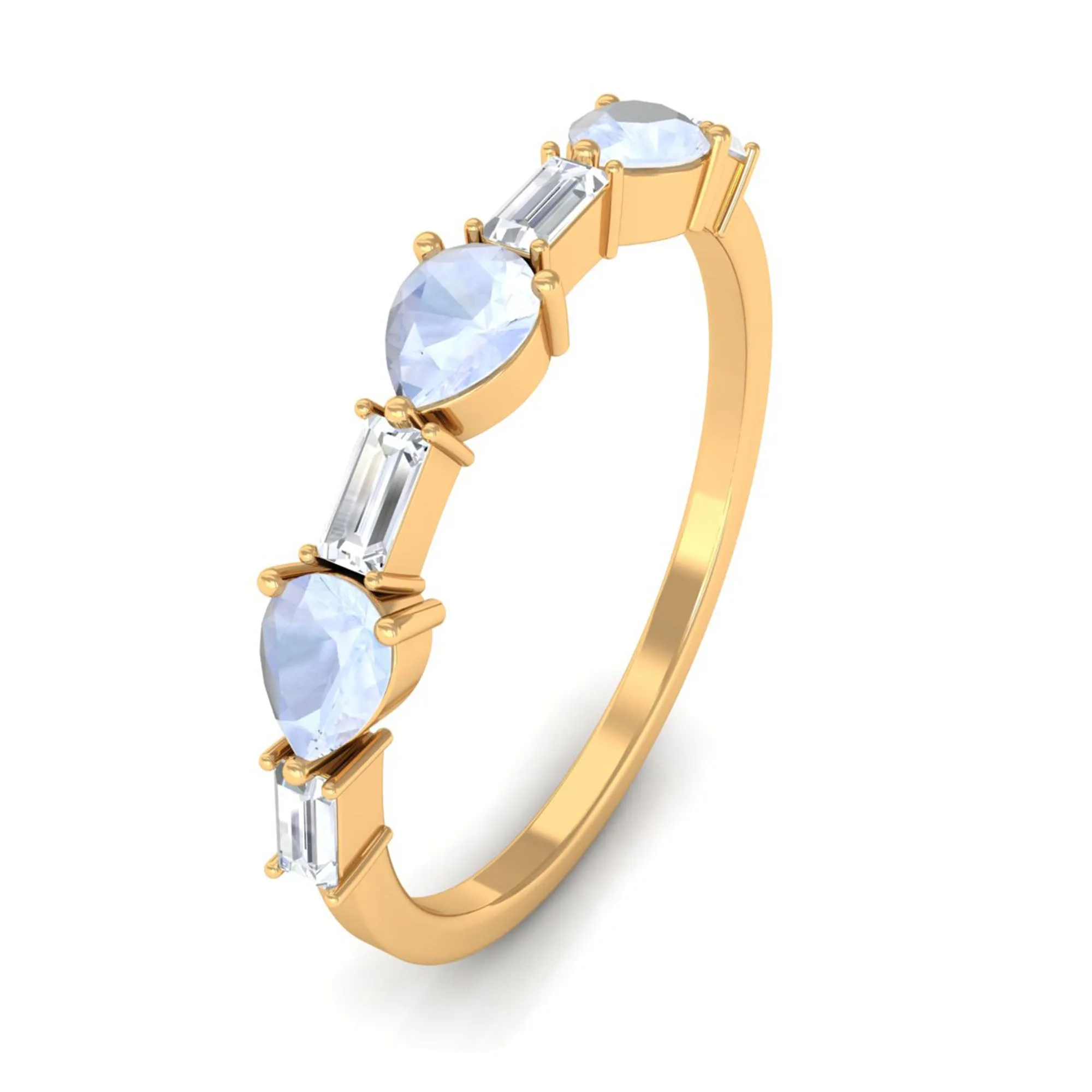 Moonstone and Diamond East West Half Eternity Ring