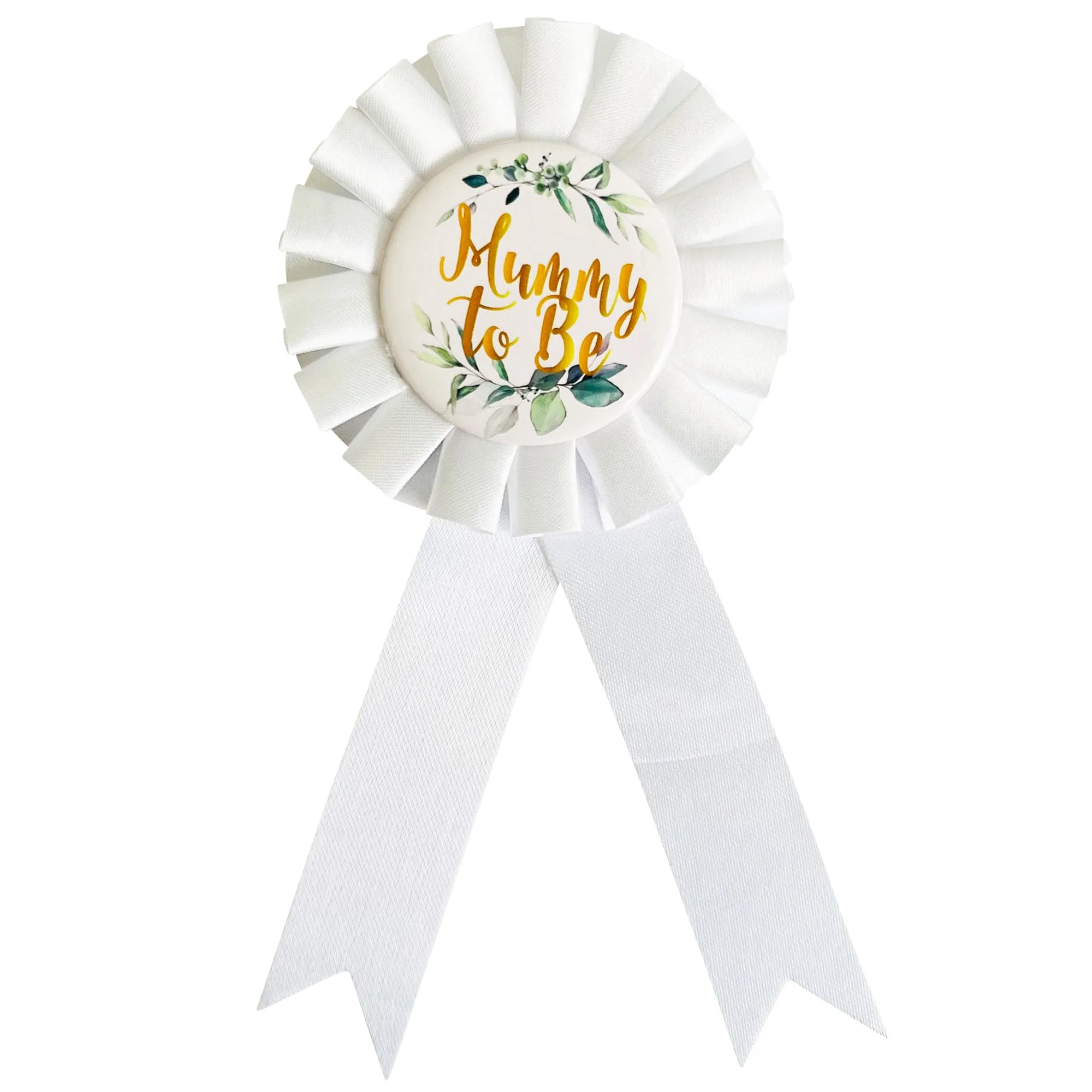 Mummy to Be Rose Gold Tiara, Rosette and Sash Neutral Floral Gold Text Baby Shower