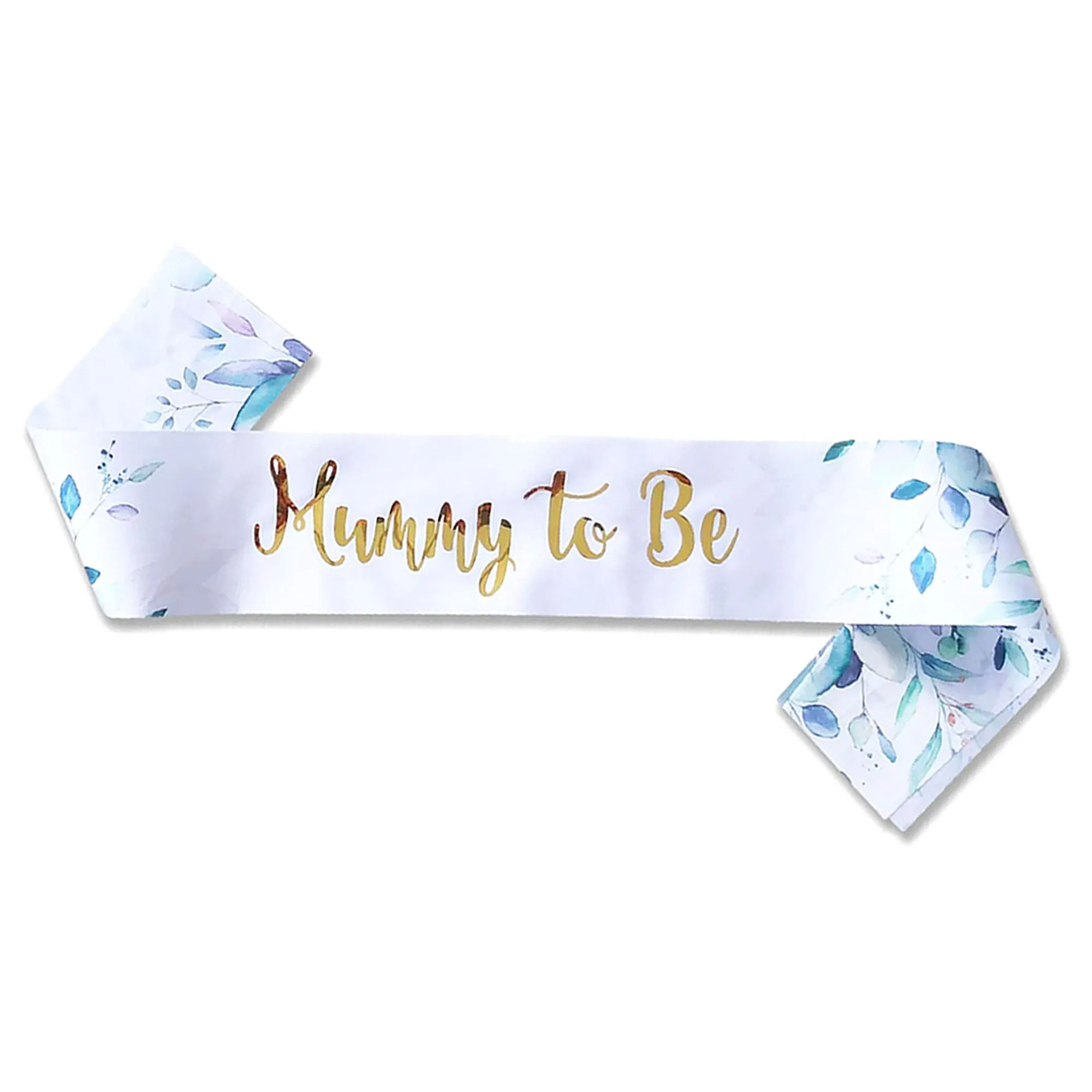 Mummy to Be Rose Gold Tiara, Rosette and Sash Neutral Floral Gold Text Baby Shower
