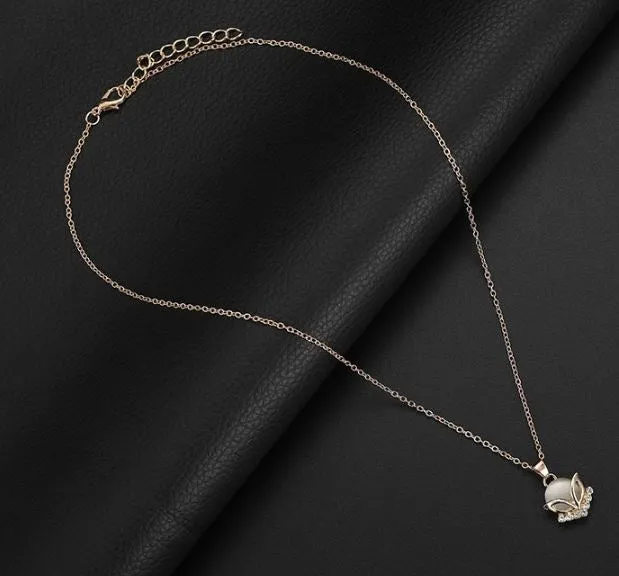 N900 Dainty Gold Moonstone & Diamond Necklace with FREE Earrings