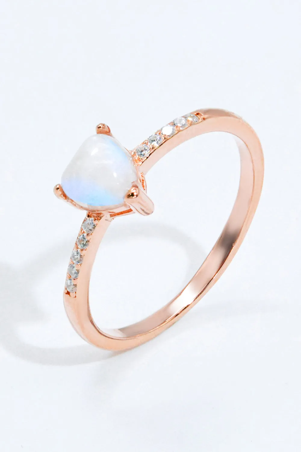 Natural Moonstone Heart 18K Rose Gold-Plated Ring