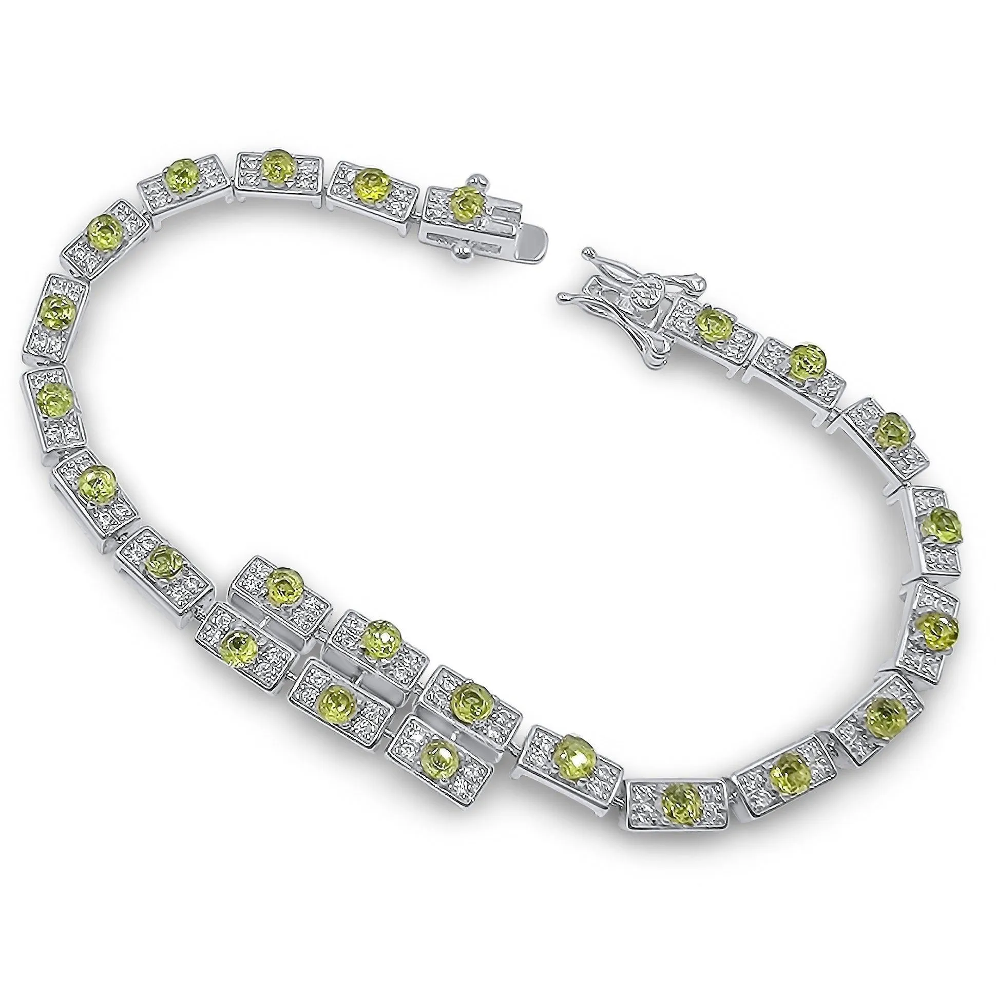 Natural peridot double tennis bracelet