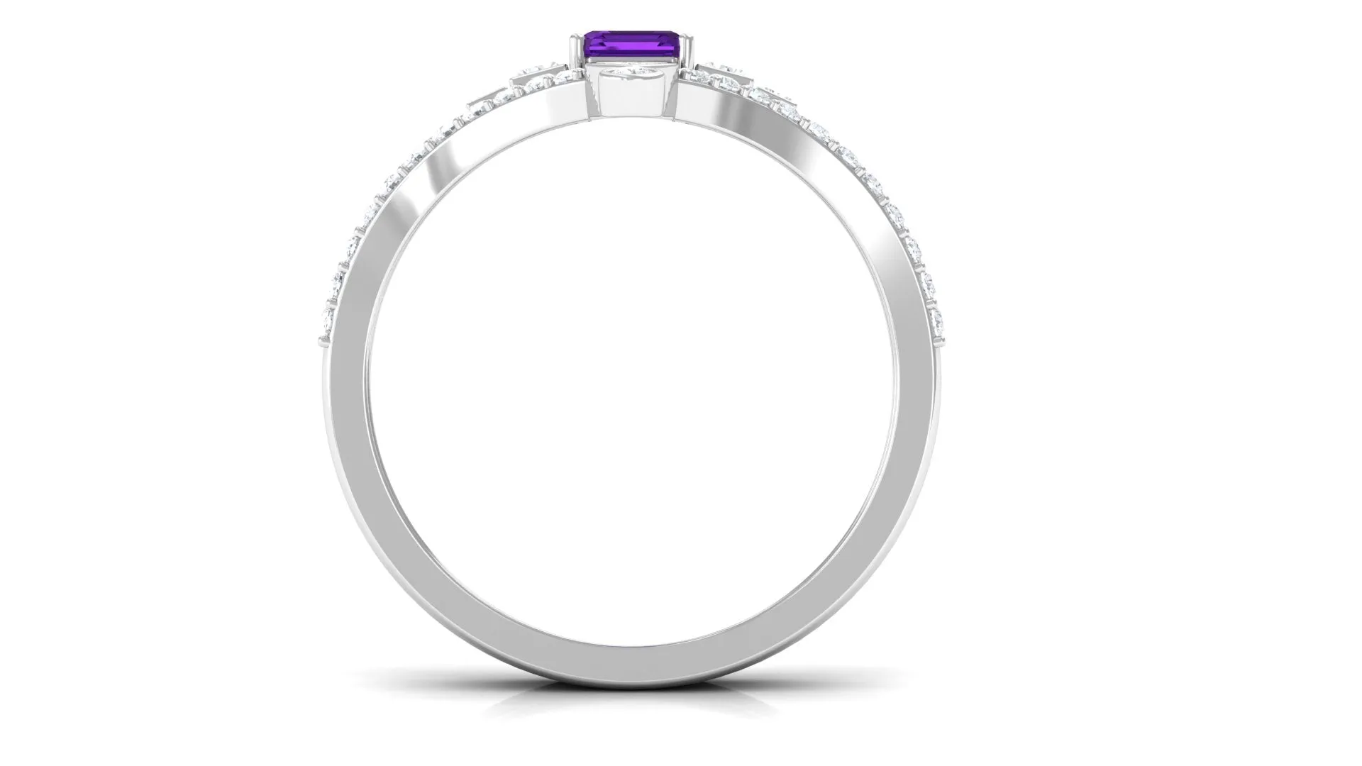 Octagon Amethyst and Moissanite Ring Set