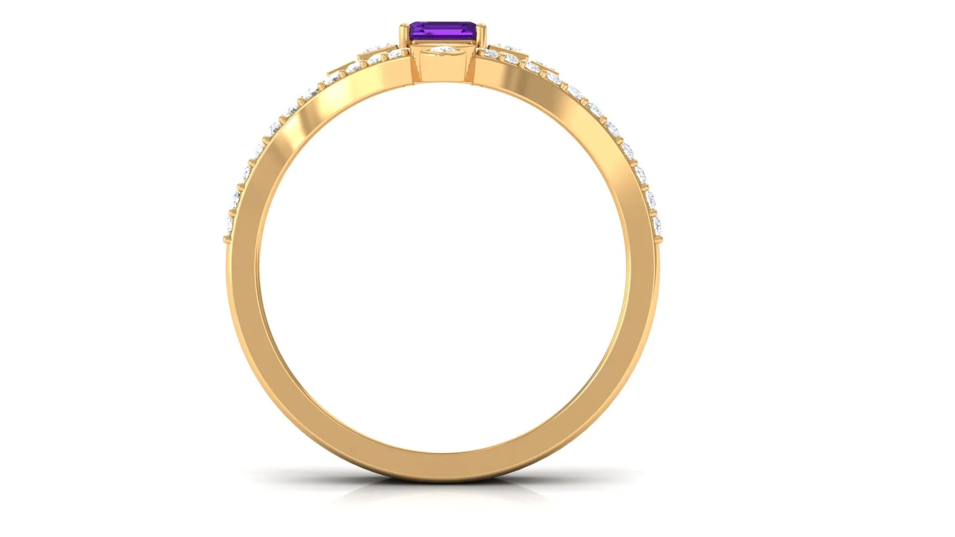 Octagon Amethyst and Moissanite Ring Set