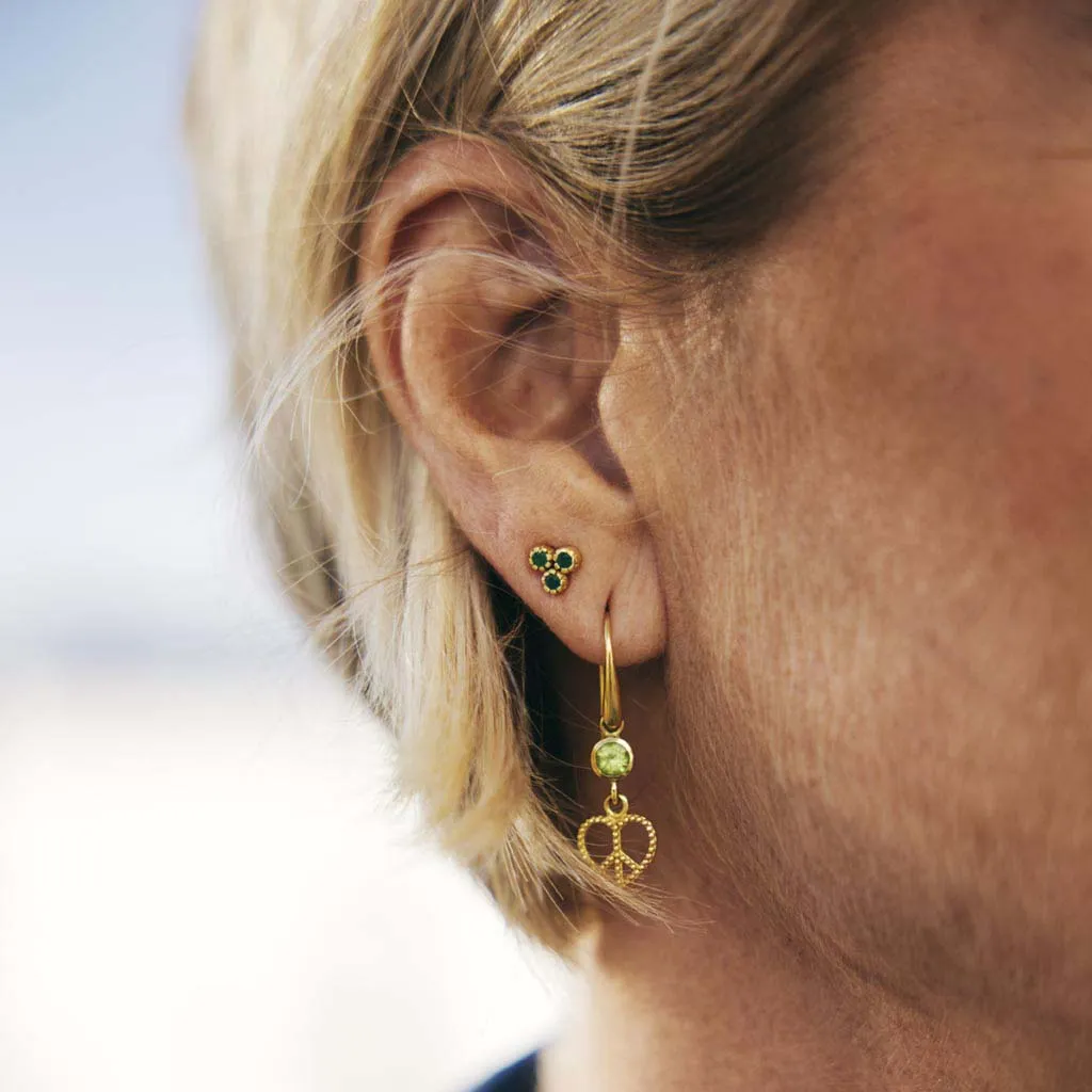 Peace Heart Drop Earrings - Gold