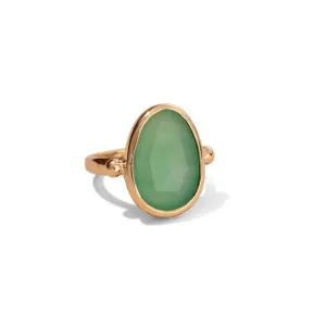 Pebble Ring, Chrysoprase, 9kt Yellow Gold