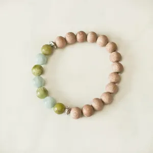 Peridot & Aquamarine Rosewood Aromatherapy Essential Oil Diffuser Bracelet (8mm beads)