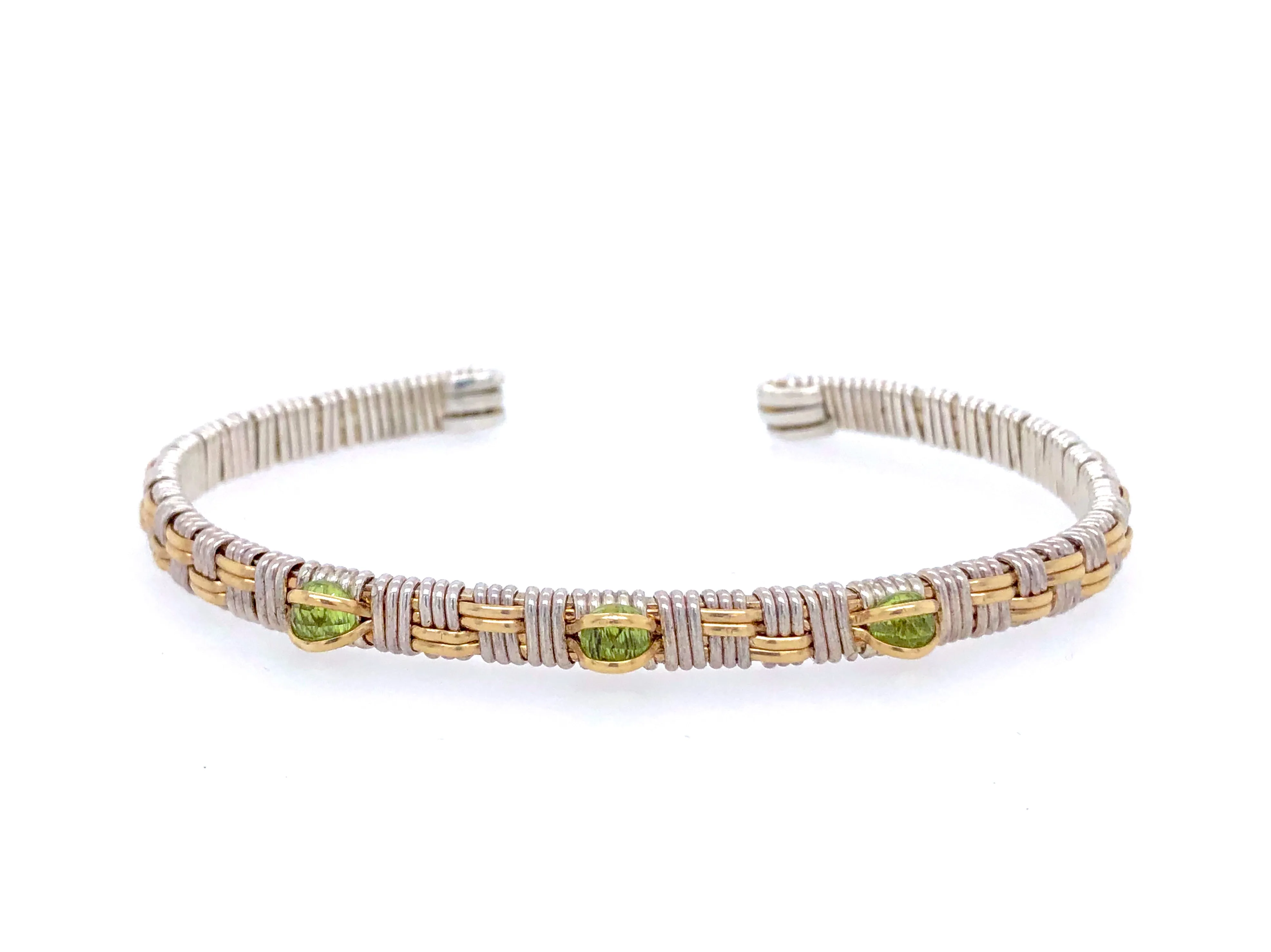 Peridot Basket Weave Cuff Bracelet