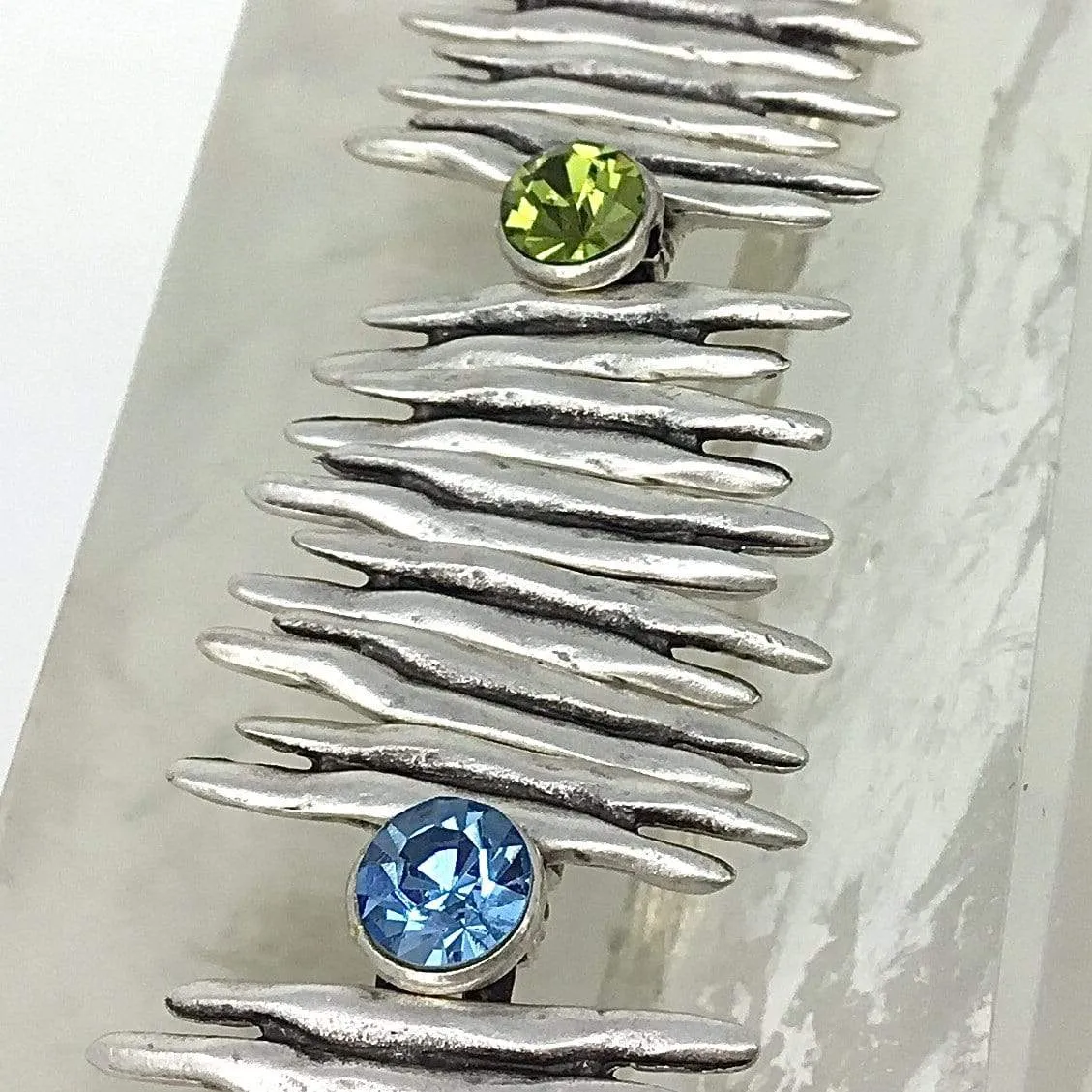 Peridot, Blue Topaz, Citrine, & Aurora Borealis Bracelet