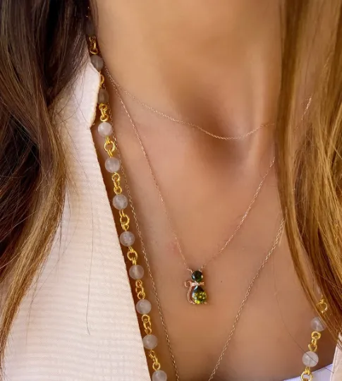 Peridot Cat Shaped Necklace