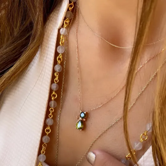 Peridot Cat Shaped Necklace