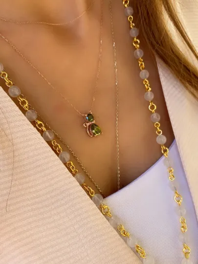 Peridot Cat Shaped Necklace