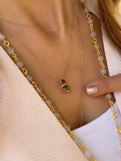 Peridot Cat Shaped Necklace