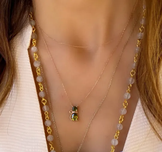 Peridot Cat Shaped Necklace