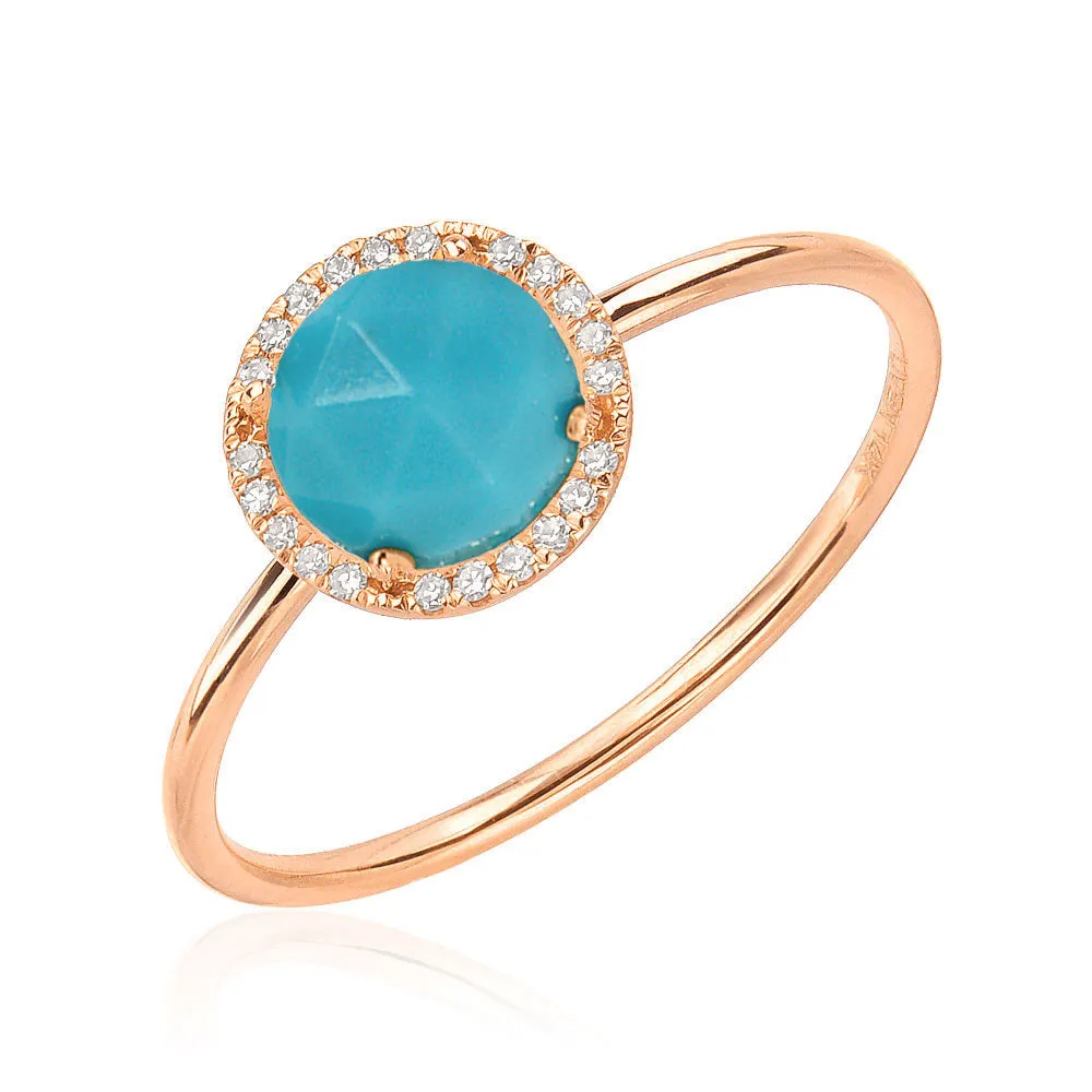 Rosie 6.0mm Turquoise and Diamond Ring