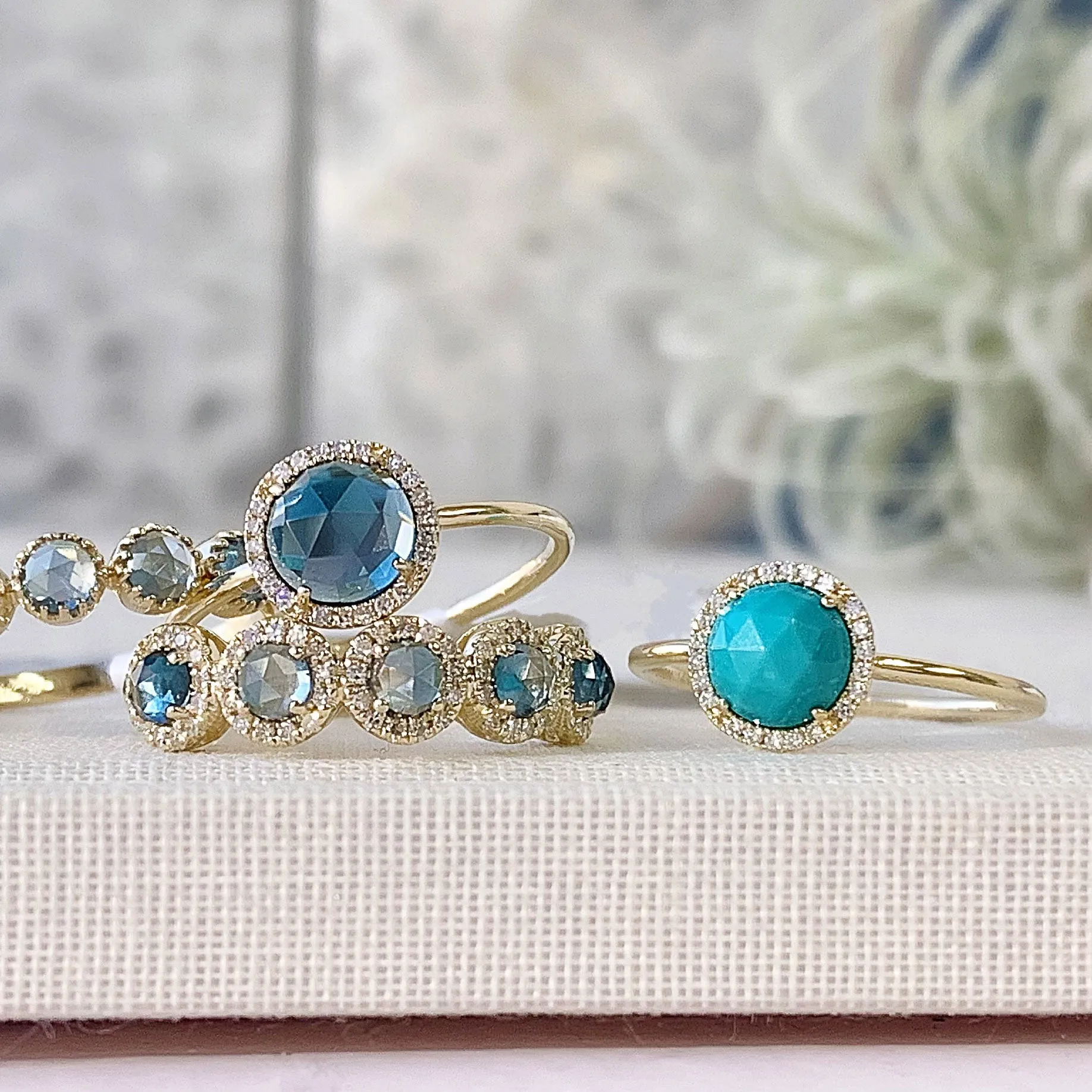 Rosie 6.0mm Turquoise and Diamond Ring