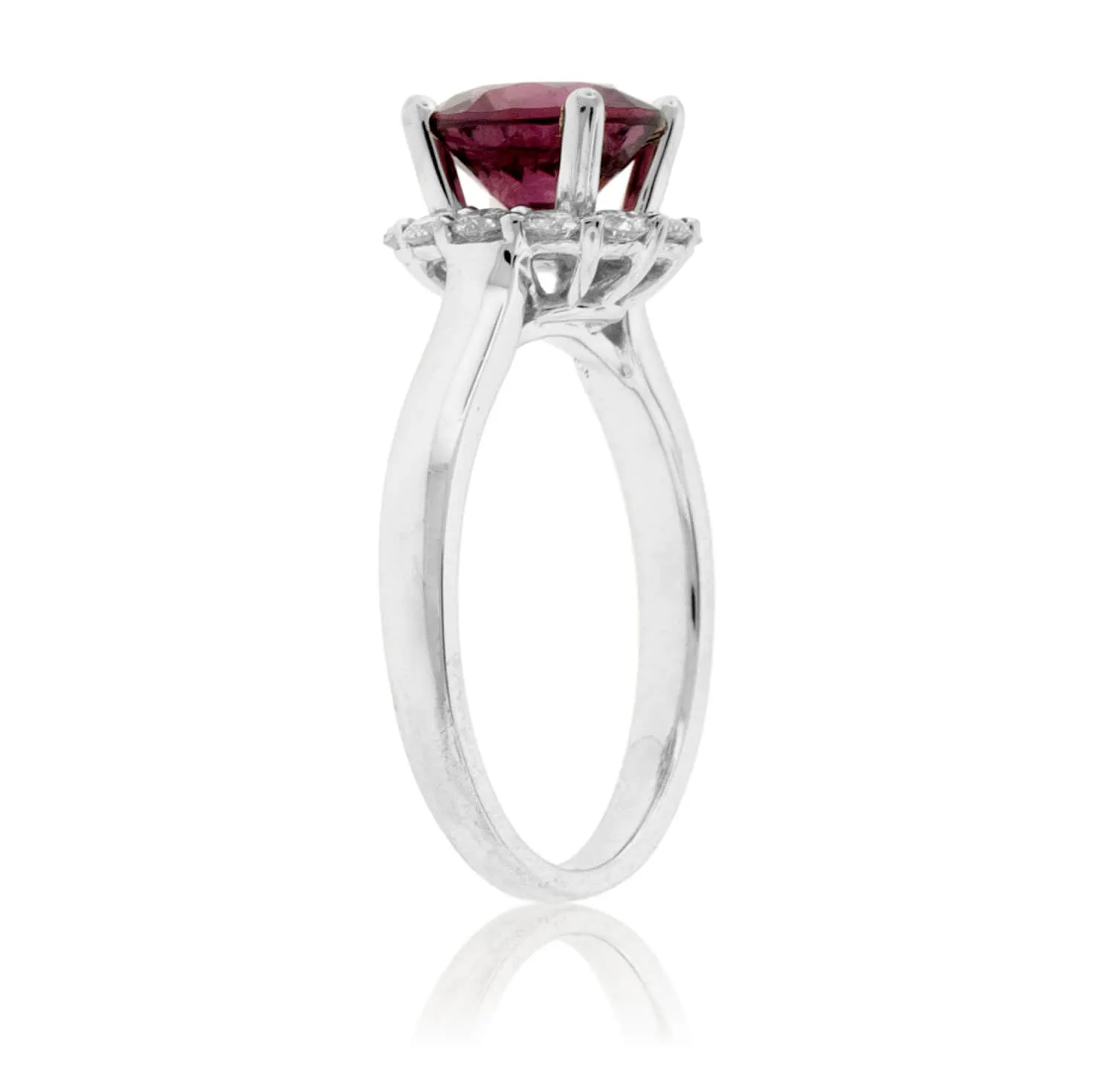 Round Garnet & Diamond Halo Ring