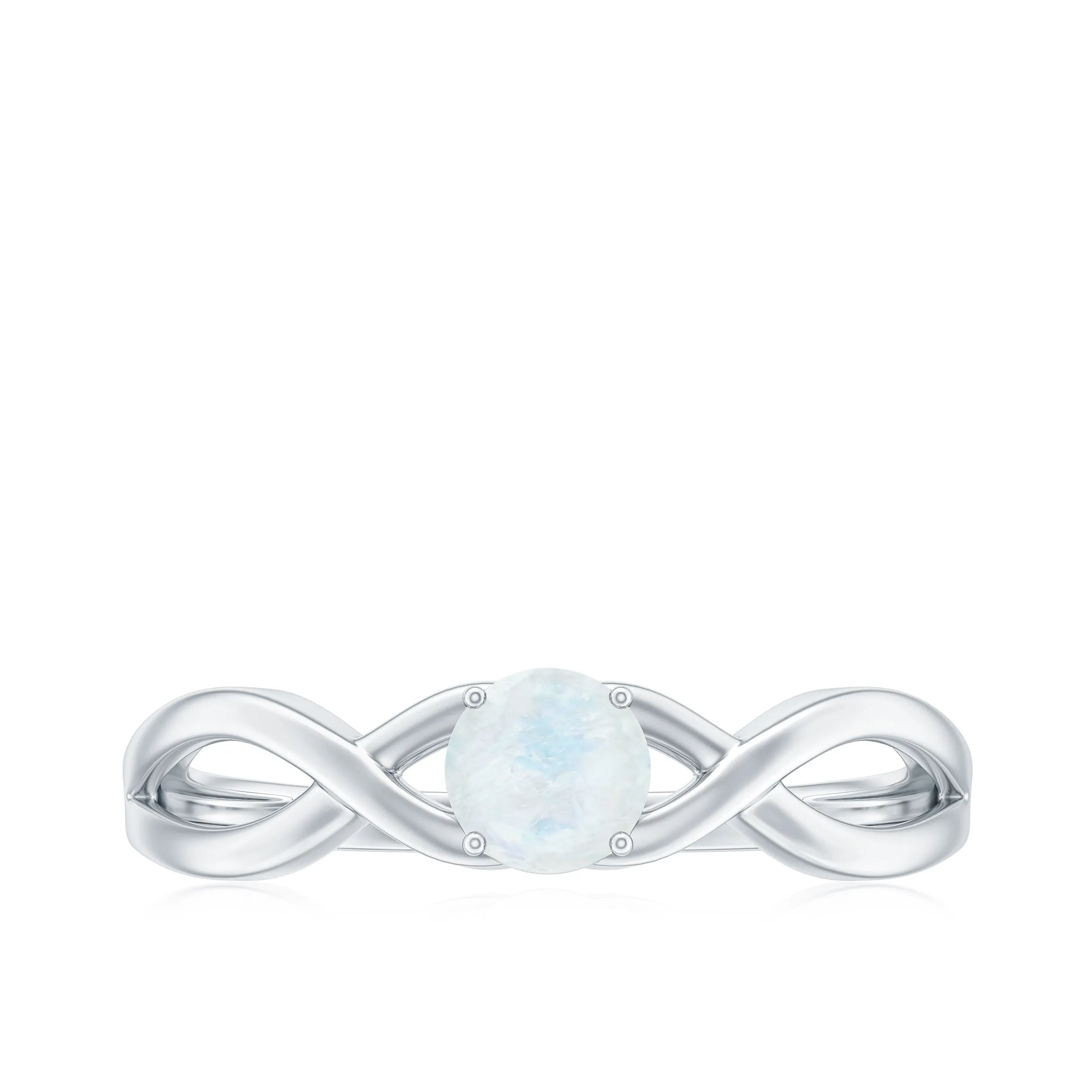 Round Moonstone Solitaire Promise Ring in Crossover Shank