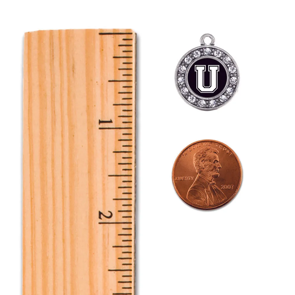 Silver Baseball Bat - Sports Initial U Circle Charm Toggle Bracelet