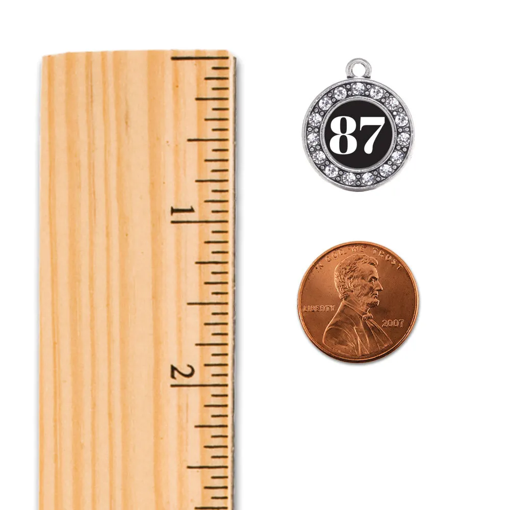 Silver Baseball Bat - Sports Number 87 Circle Charm Toggle Bracelet