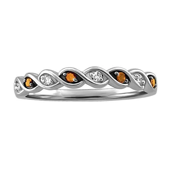 Silver Brown Diamond Stackable Ring