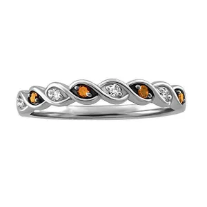 Silver Brown Diamond Stackable Ring