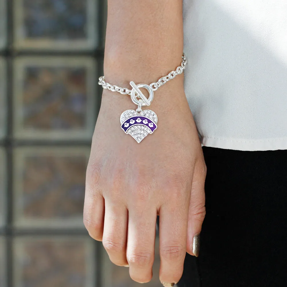 Silver Ghosts Pave Heart Charm Toggle Bracelet