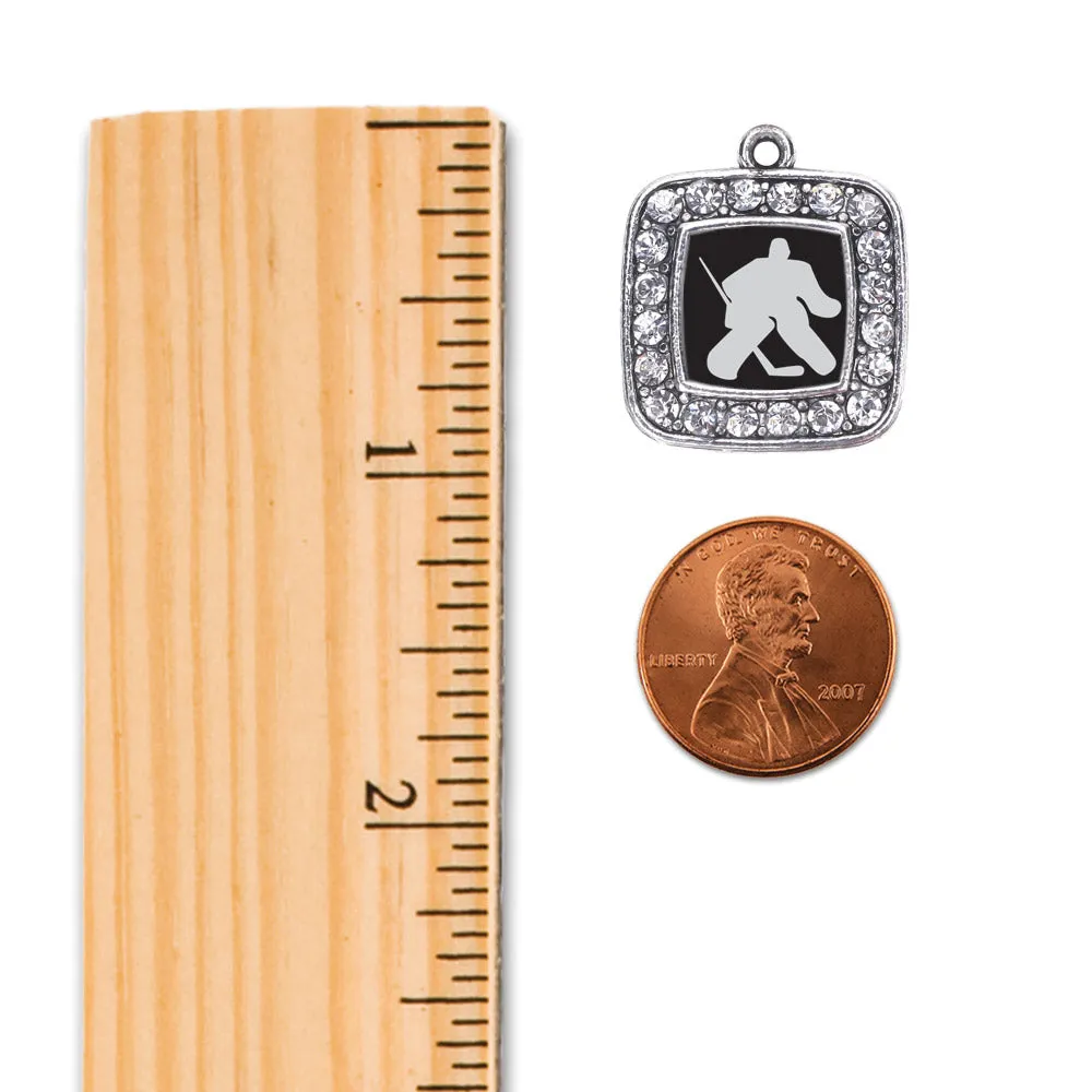 Silver Goalie Square Charm Toggle Bracelet