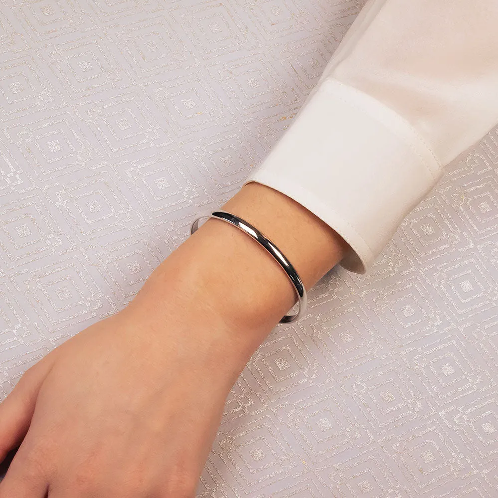 Silver Polished Cuff Bangle
