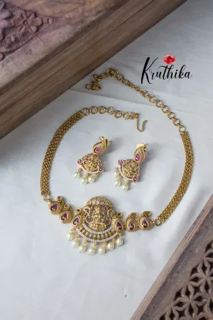 Simple CZ Lakshmi Choker NC931