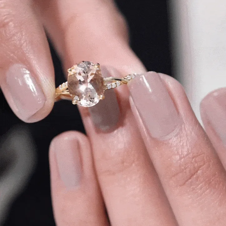Solitaire Morganite Engagement Ring with Braided Diamond