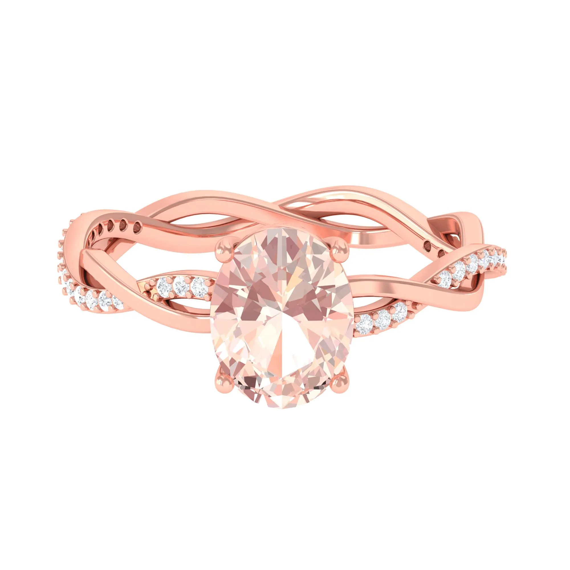 Solitaire Morganite Engagement Ring with Braided Diamond