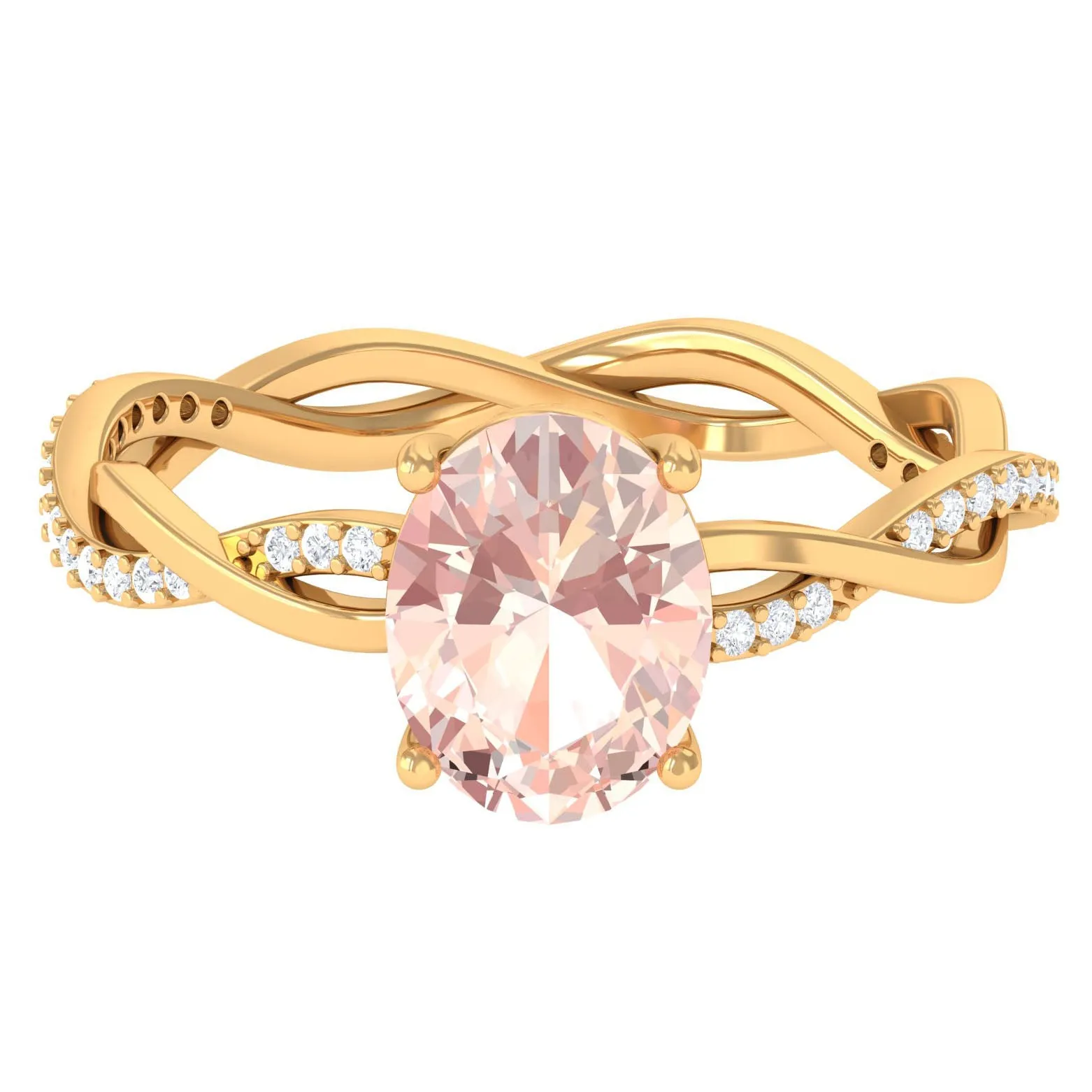 Solitaire Morganite Engagement Ring with Braided Diamond