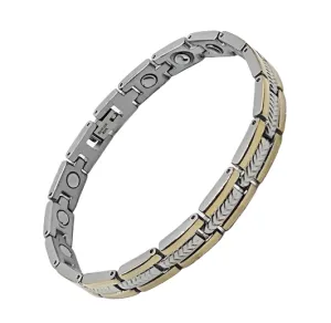 Stainless Steel Magnetic Bracelet With Gold Edge