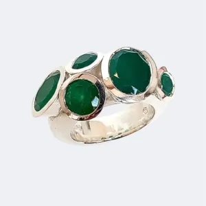 Sterling Silver My Octopus Bronze Ring with Green Onyx