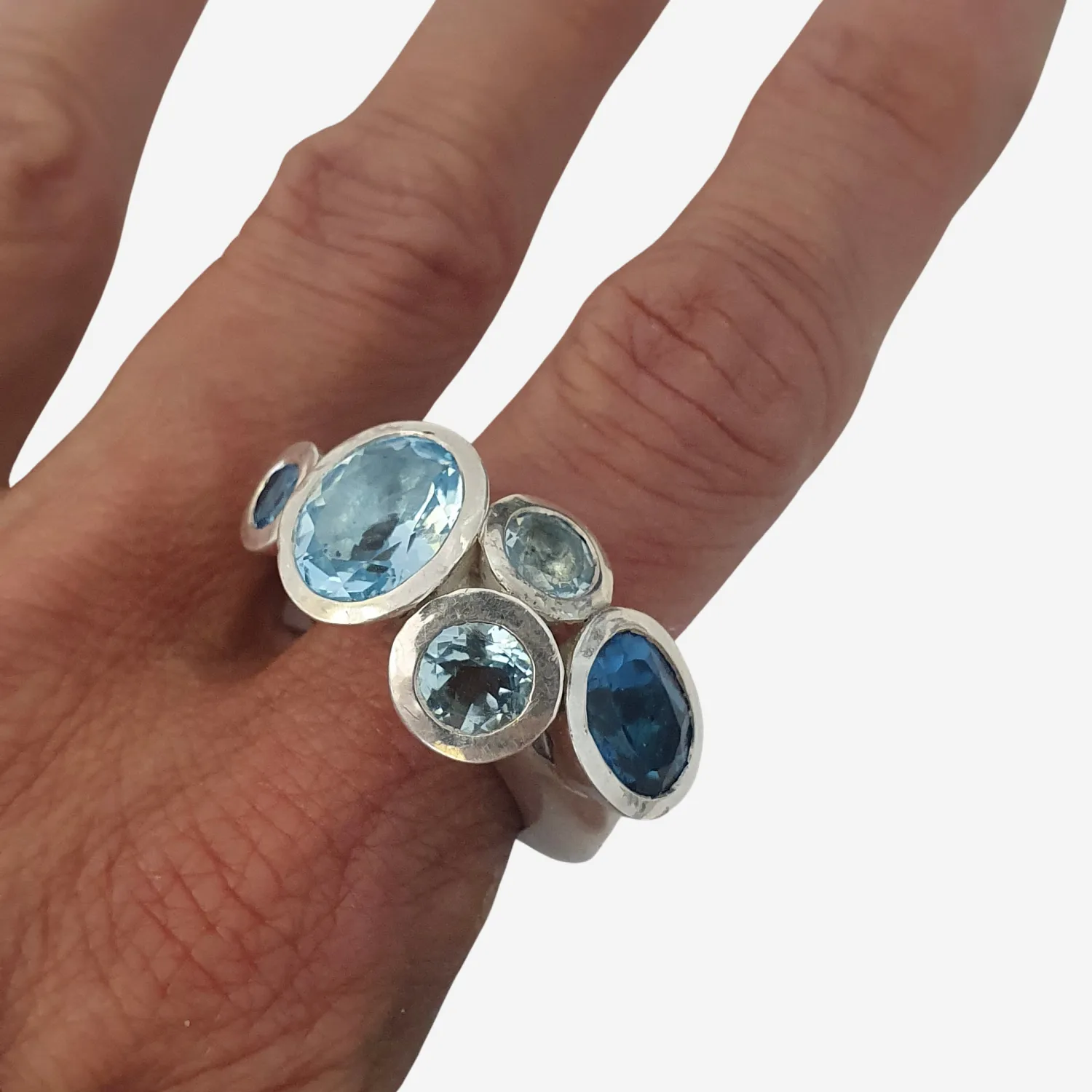 Sterling Silver My Octopus Ring with Sky & London Blue Topaz