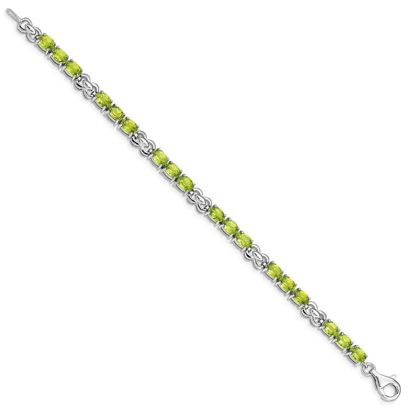 Sterling Silver Rhodium-plated Peridot Bracelet QX863PE