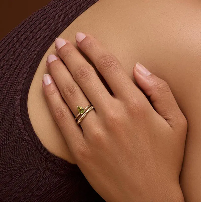 Teardrop Ring, Peridot, Gold